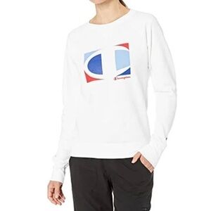 NWT Champion Women's Powerblend Crew, Graphic, White